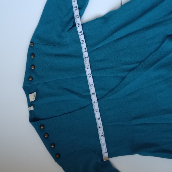 Anthropologie Moth Convertible Cardigan Pullover Teal Blue Wool Sweater Small - Picture 10 of 11